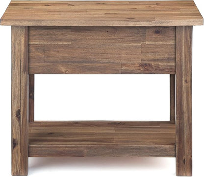 SIMPLIHOME Monroe SOLID ACACIA WOOD 14 inch Wide Rectangle Rustic Narrow Side Table in Rustic Natural Aged Brown for the Living Room and Bedroom