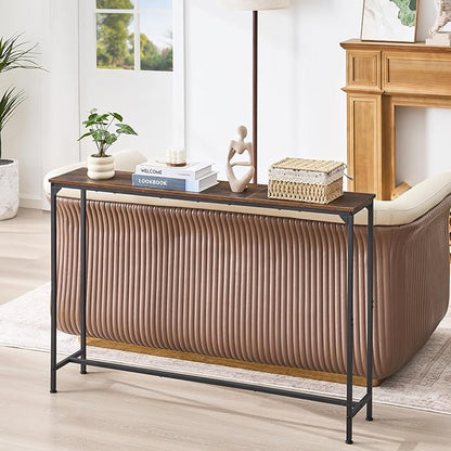 Console Table, Narrow Entryway Table, Thin Sofa Table, Behind Couch Table,for Hallway, Bedroom, Living Room, Foyer, 9.4 x 47.2 x 31.5 Inches, Rustic Brown