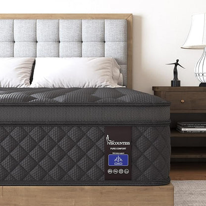 Twin Mattress, 10 Inch Hybrid Mattresses Euro Top Medium Firm for Back & Lumbar Support,Individual Pocket Spring Bed for Motion Isolation & Pressure Relief