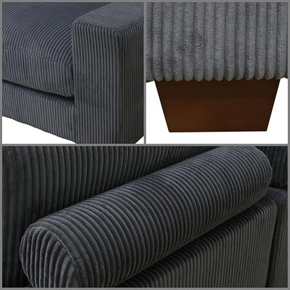 Sectional Couches for Living Room, Stylish Sectional Loveseat Sofa with Deep Seats, Living Room Furniture Home Sofa for Small Space, Cool Gray