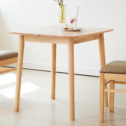 Livinia Aslan 29.5" Malaysian Oak Square Wooden Dining Table/Small Solid Wood Kitchen Desk (Natural Oak)