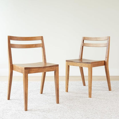 Grain & Grove Davie Dining Room Chairs Set of 4, Solid Wood Modern Kitchen Chair for Living Room, Kitchen, Pecan