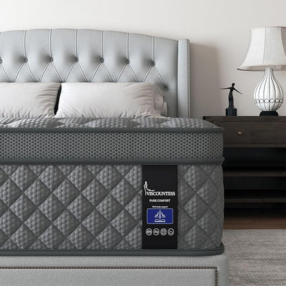 Twin Hybrid Mattress, 10 Inch Medium Mattress Euro Top for Back & Lumbar Support, Individual Pocket Spring Bed for Motion Isolation & Pressure Relief