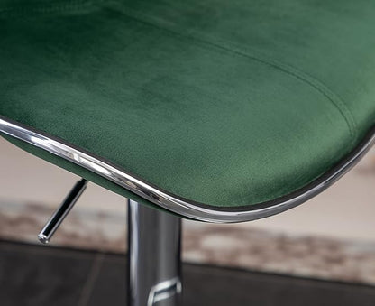 Roundhill Furniture Masaccio Velvet Upholstered Adjustable Swivel Barstool, Set of 2, Green