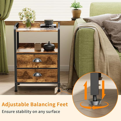 Nightstand Bedside Table with 2 Drawers Small Kids Night Stand for Bedroom Bed Side Table with Storage,Dresser Cabinet Chest of Drawer 15.7" L x 11.0" W x 23.6" H