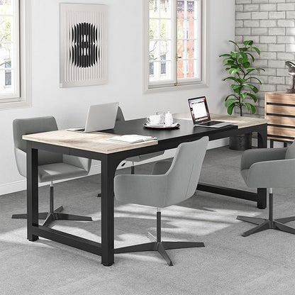Tribesigns 70.8”Executive Desk, Large Office Computer Desk with Thicken Frame, Modern Simple Workstation Business Furniture for Home Office, Vintage Grey/Black
