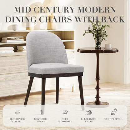 COLAMY Upholstered Dining Chairs Set of 4, Wooden Kitchen Chairs with Open Back, Modern Dining Room Chairs with Wood Frame, Dinner Side Chairs for Dining Room Kitchen Restaurant, Dark Grey