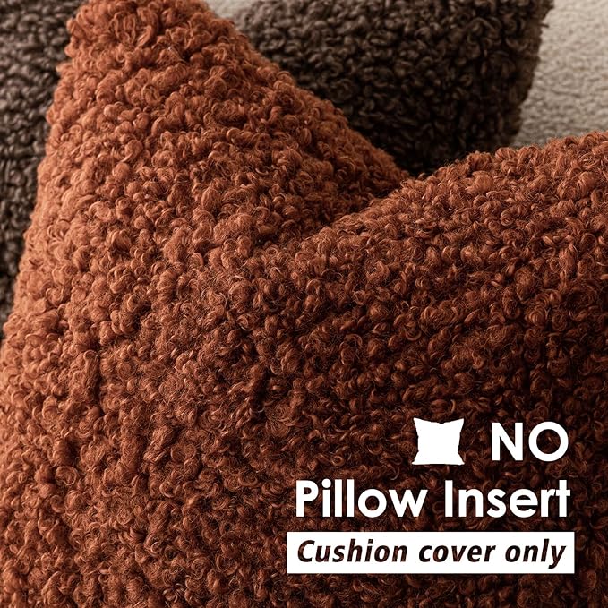 Foindtower 2 Pieces 26x26 Inch Hazel Brown,Faux Fur Throw Pillow Cover Accent Sherpa Furry Pillow Covers Fuzzy Soft Pillowcases Cozy Sheepskin Decorative Fleece Cushion Case for Bed Couch Living Room