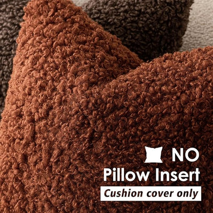 Foindtower 2 Pieces 20x20 Inch Hazel Brown,Faux Fur Throw Pillow Cover Accent Sherpa Furry Pillow Covers Fuzzy Soft Pillowcases Cozy Sheepskin Decorative Fleece Cushion Case for Bed Couch Living Room