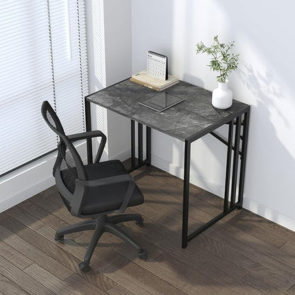 Small Folding Computer Desk 32 inch, Writing Gaming Computer Desk for Small Spaces, No Assembly Required Office Desk, Grey