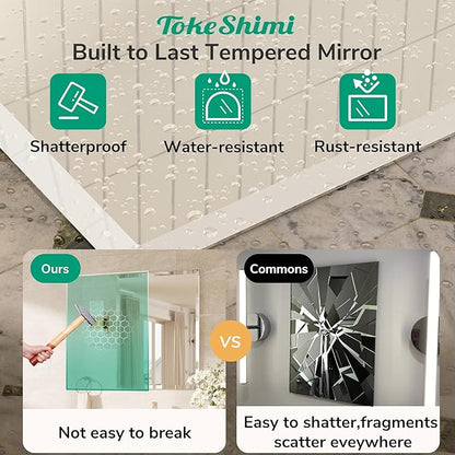 TokeShimi 40x30 Frameless Mirror Bathroom Rectangle, Bathroom Vanity Mirror Beveled with 1" Beveled Edge, Shatterproof Farmhouse Mirrored Wall Mounted for Living Room, Entryway, Restroom
