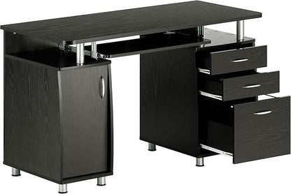 Techni Mobili 47.25" Ergonomic Computer Drawers & File Cabinet for Home Office Storage, Espresso Writing Desk