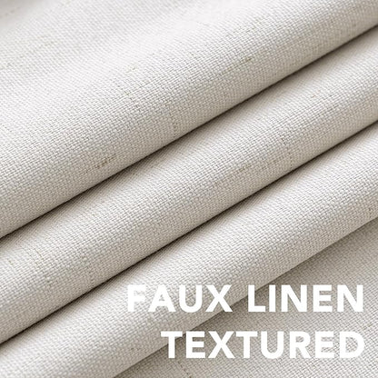 H.VERSAILTEX Linen Blackout Curtains 63 Inches Long 100% Absolutely Blackout Thermal Insulated Textured Linen Look Curtain Draperies Anti-Rust Grommet, Energy Saving with White Liner, 2 Panels, Ivory