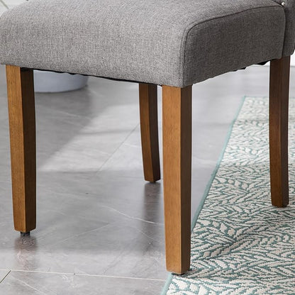 Stylish Upholstered Parsons Dining Chair Kitchen with Silver Nailhead Trim and Sturdy Solid Wood Legs