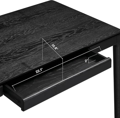 NTC Mingle Modern Wooden Rectangle Desk Table with Hidden Drawer – Waterproof & Heat Resistant, Burnt Black