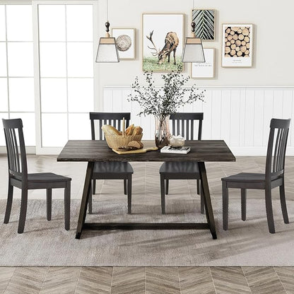 COLAMY Wooden Dining Room Chairs Set of 2, Spindle High Back Windsor Kitchen Side Chair, Farmhouse Dining Chairs for Kitchen, Dining Room, Dark Brown