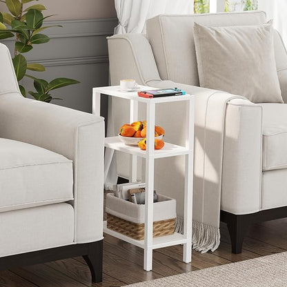 TUTOTAK Small Side Table, Narrow End Table, Skinny Sofa Table, Slim Nightstand, Couch Table, Living Room, Bed Room, White TB01BW0772
