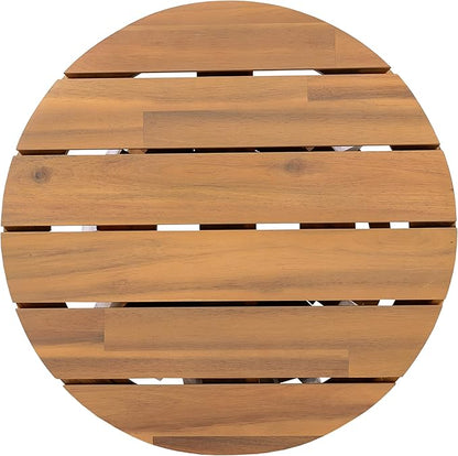 Christopher Knight Home Taki Acacia Wood Patio Coffee Table, Round Table with Unique Wooden Base for Backyard, Stylish Indoor/Outdoor Table, Easy Assembly, Space Saving Outdoor Furniture, Light Teak