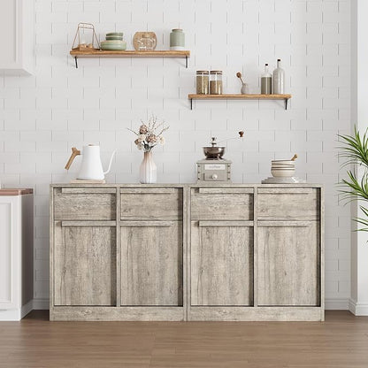 GarveeHome Sideboard Buffet Cabinet with 2 Drawers, 31.5" Large Coffee Cabinet with Storage, Modern Storage Buffet Table for Kitchen Dining Room, Living Room (Grey, 2 Doors & 2 Drawers)