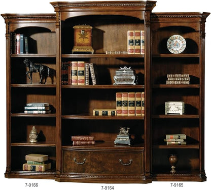 Hekman Furniture Old World Wooden Executive Right Bookcase – Traditional Wood Bookcase with Adjustable Shelves Classic Freestanding Solid Wood Bookshelf for Home Office or Living Room