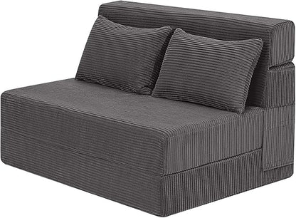 MeMoreCool Boneless Folding Sofa Bed, Corduroy Convertible Sleeper Chair, Foldable Foam Mattress Chair, Comfy Fold‑Out Futon Couch Bed, Large Floor Sofa Couch for Living‑Room Guest