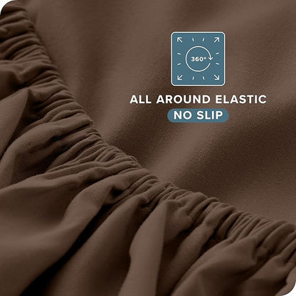 Bare Home Queen Sheet Set - Luxury 1800 Ultra-Soft Microfiber Queen Bed Sheets - Double Brushed - Deep Pockets - Easy Fit - 4 Piece Set - Bedding Sheets & Pillowcases (Queen, Cocoa)