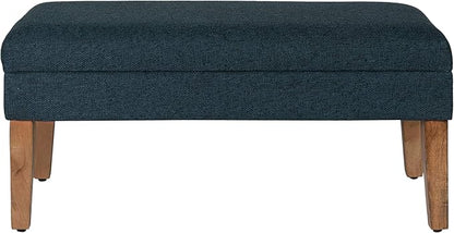 Homepop Home Decor | Upholstered Decorative Storage Ottoman Bench | Ottoman Bench with Storage for Living Room & Bedroom | Decorative Home Furniture, Navy Large