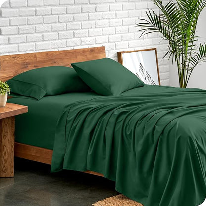 Bare Home Queen Sheet Set - Luxury 1800 Ultra-Soft Microfiber Bed Sheets - Double Brushed - Deep Pockets - Easy Fit - 4 Piece Set - Bedding Sheets & Pillowcases (Queen, Forest Green)