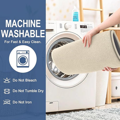 OLANLY Thick Memory Foam Bath Mat Rug 24x16, Extra Soft Absorbent Bathroom Rug, Quick Dry Bath Mats, Non-Slip, Machine Washable Carpet for Bathroom, Tub and Shower, Home Decor Accessories, Sand