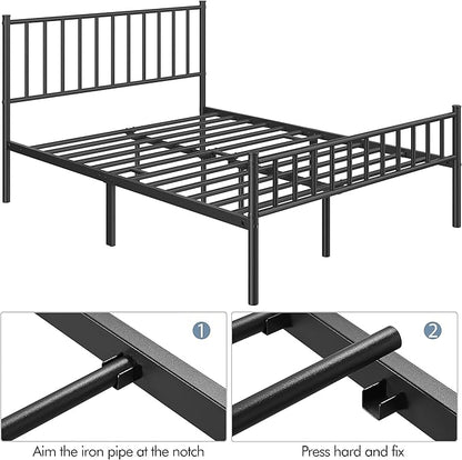 Yaheetech 14 Inch Queen Size Bed Frame Metal Platform Bed with Spindle Headboard Footboard/Mattress Foundation/No Box Spring Needed/Underbed Storage Space/Steel Slat Support/Easy Set up, Black