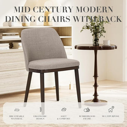COLAMY Upholstered Dining Chairs Set of 6, Modern Kitchen Chairs with Back, Fabric Side Dining Room Chairs with Wood Legs for Kitchen Dining Room Restaurant, Camel