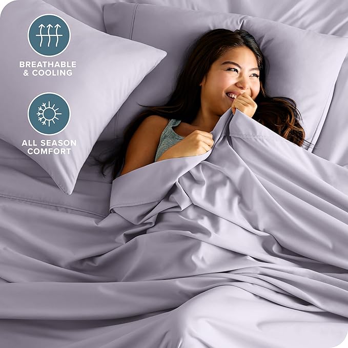 Bare Home King Sheet Set - 1800 Ultra-Soft Microfiber King Bed Sheets - Double Brushed - Deep Pockets - Easy Fit - 4 Piece Set - Bed Sheets (King, Light Lavender)