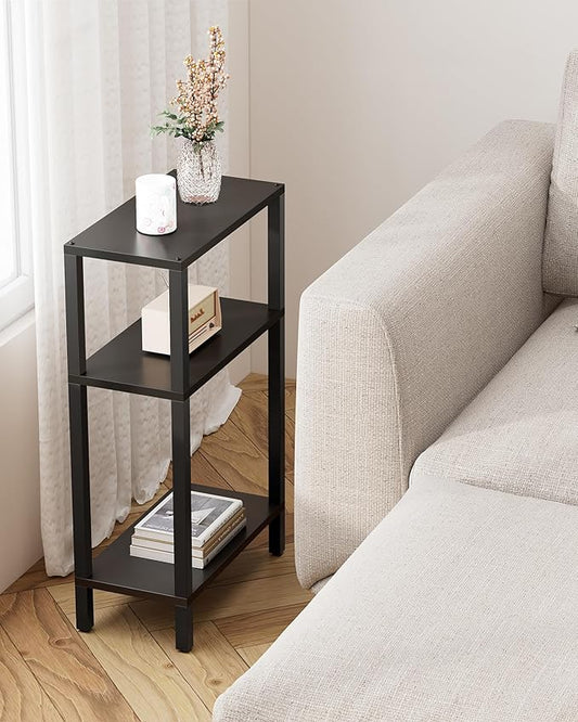 TUTOTAK Small Side Table, Narrow End Table, Skinny Sofa Table, Slim Nightstand, Couch Table, Living Room, Bed Room, Black TB01BK0772