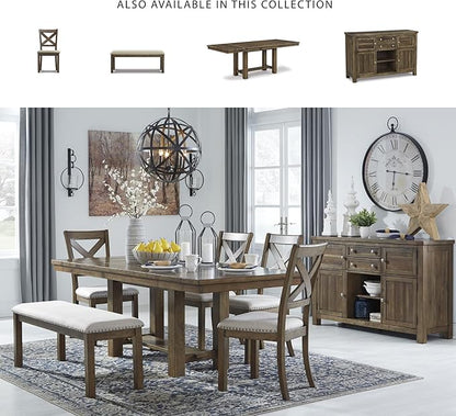 Signature Design by Ashley Moriville Farmhouse 36” x 30” Dining Extension Table, Seats up to 8, Brown