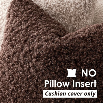 Foindtower 2 Pieces 26x26 Inch Red Brown, Faux Fur Throw Pillow Cover Accent Sherpa Furry Pillow Covers Fuzzy Soft Pillowcases Cozy Sheepskin Decorative Fleece Cushion Case for Bed Couch Living Room