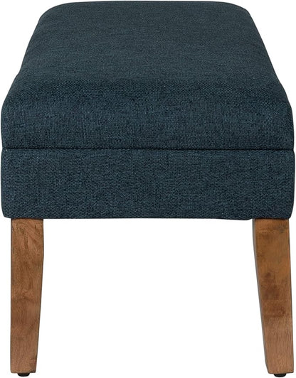Homepop Home Decor | Upholstered Decorative Storage Ottoman Bench | Ottoman Bench with Storage for Living Room & Bedroom | Decorative Home Furniture, Navy Large