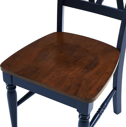Crosley Furniture Shelby 5-Piece Traditional Dining Table Set for 4, Dinner Tables with Kitchen Chairs, Navy/Dark Cherry