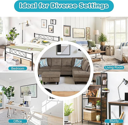 Couches for Living Room Modern L Shaped Couch Comfy Velvet Fabric 3 Pieces Sectional Sofa with Chaise, Ottoman with Storage for Office and Small Apartment, Brown Pineapple