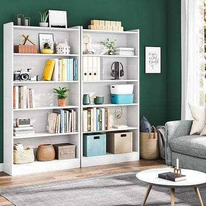 Tribesigns 72-inch Tall Bookcase, Modern 6-Tier White Library Bookshelf with Storage Shelves, Large Open Bookcases Wood Display Shelving Unit for Bedroom Living Room Office