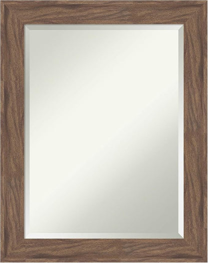 Amanti Art Brown Wall Mirror 29x23 Pia Medium Brown Rectangle Bathroom Mirror for Wall Decor Living Room, Medium Casual Frame, Hangs Horizonally and Vertically, Bathroom Decor, Beveled Edge