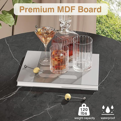 VECELO 36” High Top Bar Table, Sturdy Frame with Metal Base for Cocktail, Pub, Easy Assembly, Marble Black
