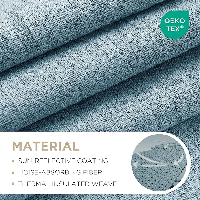 Joydeco 100% Blackout Curtains for Bedroom - Natural Linen Curtains 66" W x 108" L Long, Thermal Insulated 2 Panels Light Blocking Drapes, Rod Pocket & Back Tabs, Darkening Privacy for Living Room