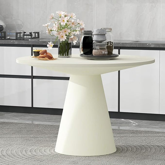 Wooden Kitchen Round Dining Table for 4-6, Round Kitchen Table with Circular Tabletop with Wood Pedestal Base, Rustic Farmhouse Furniture