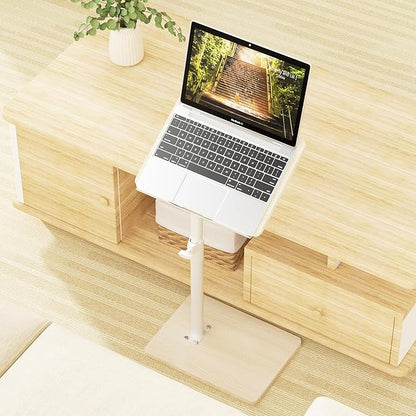Sofa Armrest Tray Table for Couch - 360° Swivel Height Adjustable End for Small Spaces, Snack Side Table for Bed or Chair with Phone & Tablet Slot (Oak,Angle Adjustable)