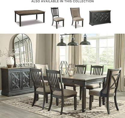 Signature Design by Ashley Tyler Creek Farmhouse Dining Table with Drawers, Seats up to 6, Almost Black
