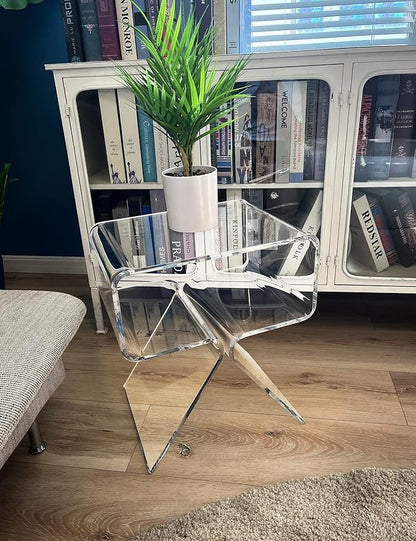 Acrylic Nightstand Side Table Modern Design Clear Home Decor Display End Table for Living Room (Clear)