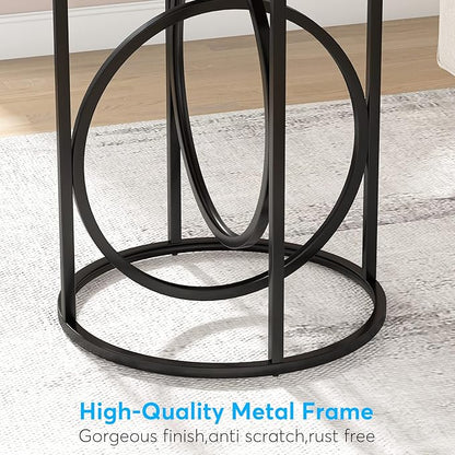 Tribesigns Round End Table for Living Room, 20-Inch Wide, Industrial Side Table with Metal Frame and Wood Top, Modern Circle Accent Table, Tall Narrow Nightstand for Bedroom (Rustic Brown)