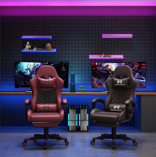 Gaming Chair, 400 lbs Adult Chair, High Back Computer Chair with Footrest and Linked Armrests, Office Video Game Chair with Lumbar Support (RED)