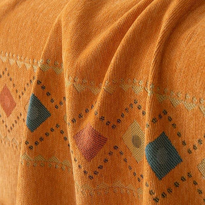 STACYPIK Soft Orange Sofa Cover, Boho Chenille Couch Cover for 2 Cushion Couch, Anti-Slip Jacquard Furniture Protector, Loveseat Cover for Sectional, Multi-use Sofa Slipcover Pet-Friendly-71X118IN