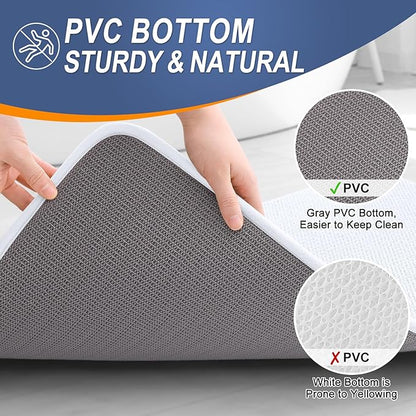 OLANLY Thick Memory Foam Bath Mat Rug 70x24, Extra Soft Absorbent Bathroom Rug, Quick Dry Bath Mats, Non-Slip, Machine Washable Carpet for Bathroom, Tub and Shower, Home Decor Accessories, White